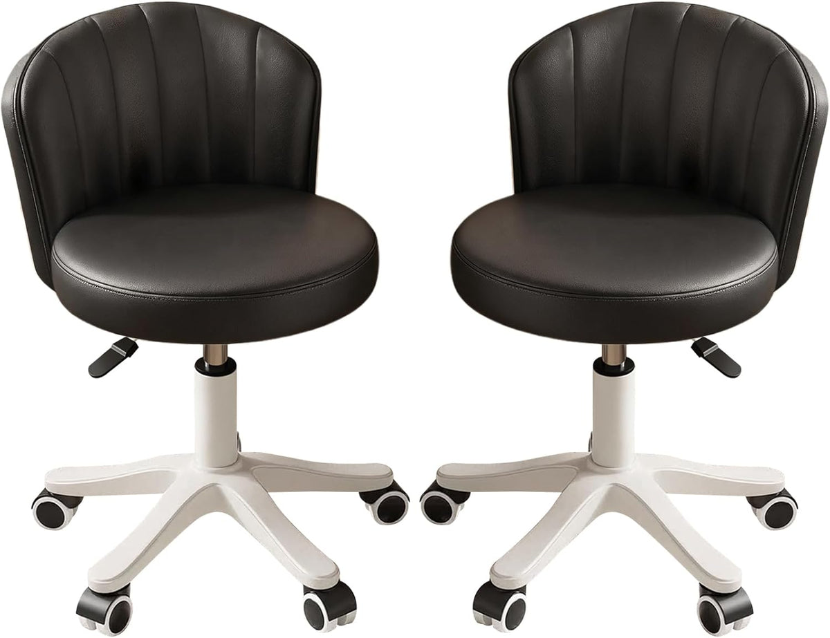 Small Round Rolling Desk Chair Armless Comfy Vanity Computer Chair Height Adjustable Swivel Work Spa Chair