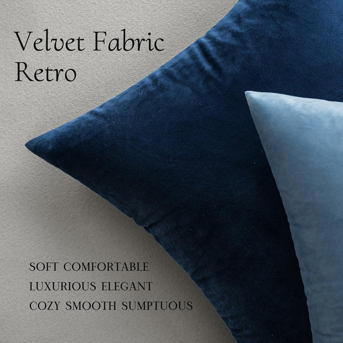 MIULEE Velvet Throw Pillow Covers 18x18 Inch, Pack of 2 - Dark Blue, Super Soft Decorative Square Cushion Cases Modern Luxury Home Decor for Sofa, Couch, Bed, Chair