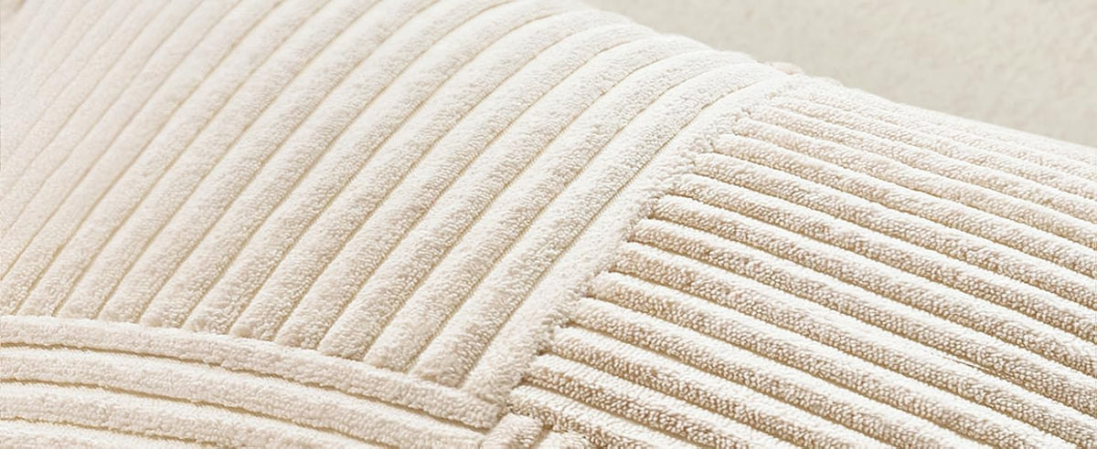 MIULEE Decorative Throw Pillow Covers for Couch Bed Livingroom 18x18 Inch Set of 2 Beige Boho Accent Throw Pllows Broadside Striped Patchwork Soft Corduroy Pillowcases